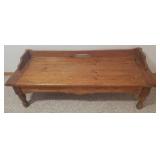 Large Wood Farmhouse Style Coffee Table - 55.5in L x 22.5in D x 18.5in T - in Basement - Bring Help!