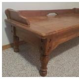 Large Wood Farmhouse Style Coffee Table - 55.5in L x 22.5in D x 18.5in T - in Basement - Bring Help!