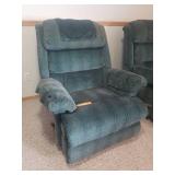 Pair of Dark Jade Green LAZ-E-BOY Rocker Recliners - 1 needs Handle Repair - HEAVY - IN BASEMENT - MUST BRING HELP TO MOVE/LOAD!