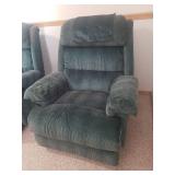 Pair of Dark Jade Green LAZ-E-BOY Rocker Recliners - 1 needs Handle Repair - HEAVY - IN BASEMENT - MUST BRING HELP TO MOVE/LOAD!