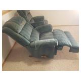 Pair of Dark Jade Green LAZ-E-BOY Rocker Recliners - 1 needs Handle Repair - HEAVY - IN BASEMENT - MUST BRING HELP TO MOVE/LOAD!