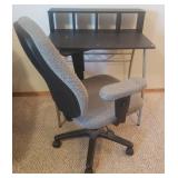 Adjustable Swivel Office Chair on Casters & Wood/Metal Computer Desk - in Basement - Bring Help!