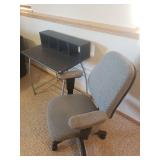 Adjustable Swivel Office Chair on Casters & Wood/Metal Computer Desk - in Basement - Bring Help!