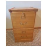 Oak 2 Drawer Locking File Cabinet with Keys - 10in W x 17in D x 28in T - Heavy - in Basement - Bring Help!