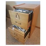 Oak 2 Drawer Locking File Cabinet with Keys - 10in W x 17in D x 28in T - Heavy - in Basement - Bring Help!