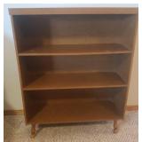 Vintage Wood Bookshelf on Legs - 30in W x 10in D x 37in T - in Basement - Bring Help!