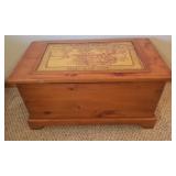 Vintage Custom Wood Winnie the Poo Blanket/Toy Chest - Hinged Lift Top - 32in W x 17in D x18in T - in Basement - Bring Help!