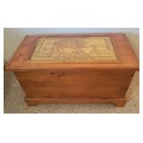 Vintage Custom Wood Winnie the Poo Blanket/Toy Chest - Hinged Lift Top - 32in W x 17in D x18in T - in Basement - Bring Help!