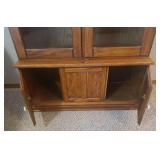 Large Custom Oak Locking Gun/Rifle/Shotgun Case with Glass Front Doors and Porcelain Knobs & Locking Under Storage - 40in W x 11.5in D x 71in T - HEAVY - In Basement - MUST BRING HELP TO MOVE/LOAD!