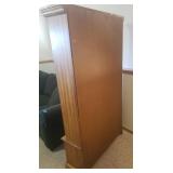 Large Custom Oak Locking Gun/Rifle/Shotgun Case with Glass Front Doors and Porcelain Knobs & Locking Under Storage - 40in W x 11.5in D x 71in T - HEAVY - In Basement - MUST BRING HELP TO MOVE/LOAD!