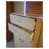 2 Drawer Storage Cabinet with Under Storage - Comes apart in 2 Sections - 24in W  x 12in D x 47.5in T - in Basement - Bring Help!