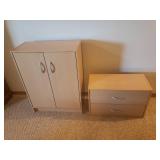 2 Drawer Storage Cabinet with Under Storage - Comes apart in 2 Sections - 24in W  x 12in D x 47.5in T - in Basement - Bring Help!