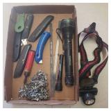 Light Duty Chain, Box Knives, and Work Lights/Flashlights