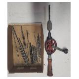 Hand Drill and Various Drill Bits