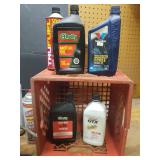 Oil, Auto Fluids, and Grease Gun with Plastic Crate