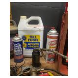 Oil, Auto Fluids, and Grease Gun with Plastic Crate