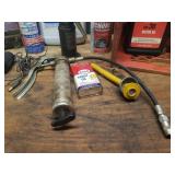 Oil, Auto Fluids, and Grease Gun with Plastic Crate