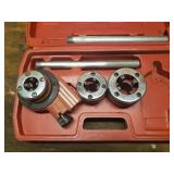 NPT Manual Ratcheting Pipe Threader Kit with 3 Dies - 1/2in, 3/4In, and 1in, and Case