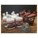 6 Full/Unopened Bottles of Klotz Techniplate 2-cycle Racing Oil, and Partial Bottles of Max Life Power Steering Fluid & ATF Automatic Transmission Fluid, and Partial Bottle of Valvoline 5W-30 Motor Oi