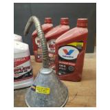 6 Full/Unopened Bottles of Klotz Techniplate 2-cycle Racing Oil, and Partial Bottles of Max Life Power Steering Fluid & ATF Automatic Transmission Fluid, and Partial Bottle of Valvoline 5W-30 Motor Oi