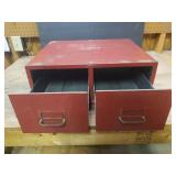 Vintage Red COLE STEEL Industrial 2 Drawer Metal Drawer Cabinet - 19in W x 16in D x 7.5in T