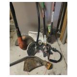 Troy Bilt Spring Assist Gas Powered Trimmer/Edger with Additional Attachments -Trimmer Plus Brush Cutter Attachment with Manual, NIP Mach 4 Line Blades and  Black & Decker GrassHog Battery Operated Tr