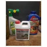 Lawn & Garden Feeder Hose Attachments, Weed Killer, Insecticide, and Pair of Leather Gloves
