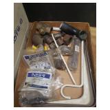 Riding Mower Implement Bar, Pipe Joints/Connectors, 2 Hole Straps, Metal Shelf Brackets, L-Brackets, and Cooler with Grass Seed