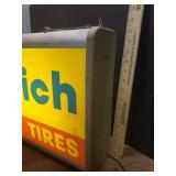 Vintage BF Goodrich Tires Hanging Light Up Sign - WORKS! - 29in L x 13in T x 4.5in D