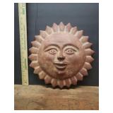 Vintage ROBBINS Aluminum Jumping Large Mouth Bass Fish Weathervane - 30in T x 19.5in W - and Terra Cotta Sun Patio Wall Decor - 14in D