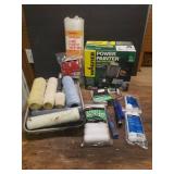 Wagner Power Painter, NIP Plastic Sheeting/Drop Cloth, Extra Large Fabric Drop Cloth, Paint Rollers Handles & Various Rollers, & Metal Paint Pan