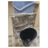 2 Check Pattern Fatigue Floor Mats, 3 Waste Baskets, and Outdoor Furniture Cushions