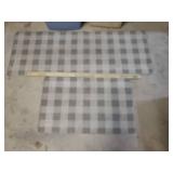 2 Check Pattern Fatigue Floor Mats, 3 Waste Baskets, and Outdoor Furniture Cushions