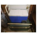Coleman Cooler with Wheels & Pulling Handle, and LARGE Igloo Cooler with Reach in Door - Split on Top
