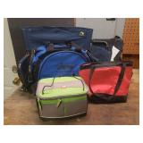 Pair of Dark Navy Canvas Metal Frame Fold-up Camp/Stadium Seats, Cooler Bags, and Travel Duffel