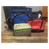 Pair of Dark Navy Canvas Metal Frame Fold-up Camp/Stadium Seats, Cooler Bags, and Travel Duffel
