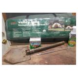 Valley Falls Hexagon Vestibule Tent - Folding Camp Shovel - Can of Scotch-Gard Outdoor Water Shield, about 1/3 Full, 3 Lellier & Bellot SB Field Load Shells, and Gun Cleaner Rod