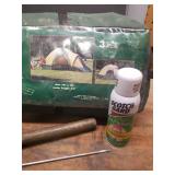 Valley Falls Hexagon Vestibule Tent - Folding Camp Shovel - Can of Scotch-Gard Outdoor Water Shield, about 1/3 Full, 3 Lellier & Bellot SB Field Load Shells, and Gun Cleaner Rod