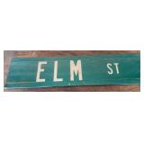 NIP Metal Air Return Grate, Wash Bucket, Pair of Wood Shutters, Elm St. Street Sign, and Engraved Wood Pioneer Sign