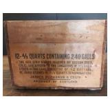 ANTIQUE Stamped Wood "Black & White" Blended Scotch Whiskey12 Bottle Crate - James Buchanan & Co. Ltd. Glascow, Scotland -  17in L x 11.75in D x 9in T