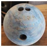 Vintage Amflite Bowling Ball in Vintage Hard Case Bowling Bag, and Vintage Brunswick Blue Neptune Bowling Ball