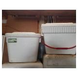 Lot of 5 Foam Coolers - Largest is 24in W x 16in D x 12.5in T