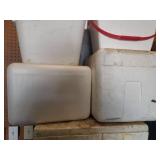 Lot of 5 Foam Coolers - Largest is 24in W x 16in D x 12.5in T