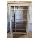 Extra Large Antique Painted Wood 2 Door Storage Cabinet with Original Latch & Hinges - 46.5in W x 11.5in D x 72in T