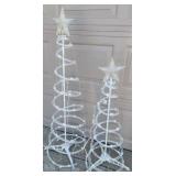 Holiday Lawn Decor: Light Up Trees - Work, Snowman, Set of NIP Solar Lights, and Santa Stop Here Yard Stake