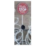 Holiday Lawn Decor: Light Up Trees - Work, Snowman, Set of NIP Solar Lights, and Santa Stop Here Yard Stake