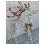 Holiday Lawn Decor - Set of 3 Lighted Silver Glitter Deer - All Work! -  Buck is 47in T