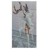Holiday Lawn Decor - Set of 3 Lighted Silver Glitter Deer - All Work! -  Buck is 47in T