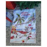 Holiday Lawn Decor: Light up Gift Box Set of 3 - Works, Pair of Candy Canes - Work, Star Shower Projector - Works, Berry & Pinecone Garland, Yard Flag, and Metal Holiday Gnome Yard Stake - Includes Tu