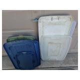 Extra Large Rubbermaid Storage Tub on Wheels with Lid, Sterilite 22 Gallon Tub with Lid, and 11 Various Extra Tub Lids